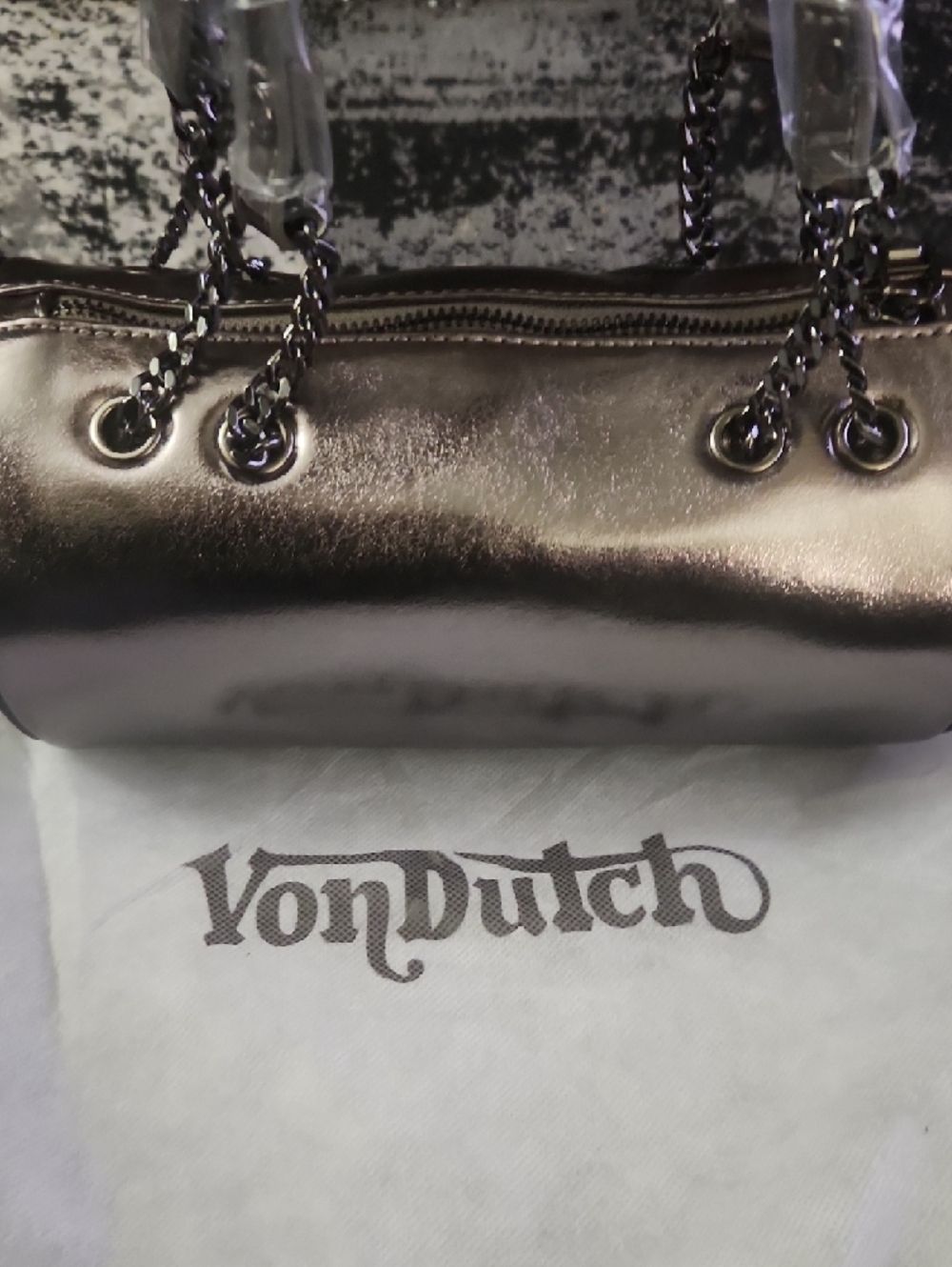 Von Dutch Metallic Bronze Mini Barrel Bag - Picture 5 of 6